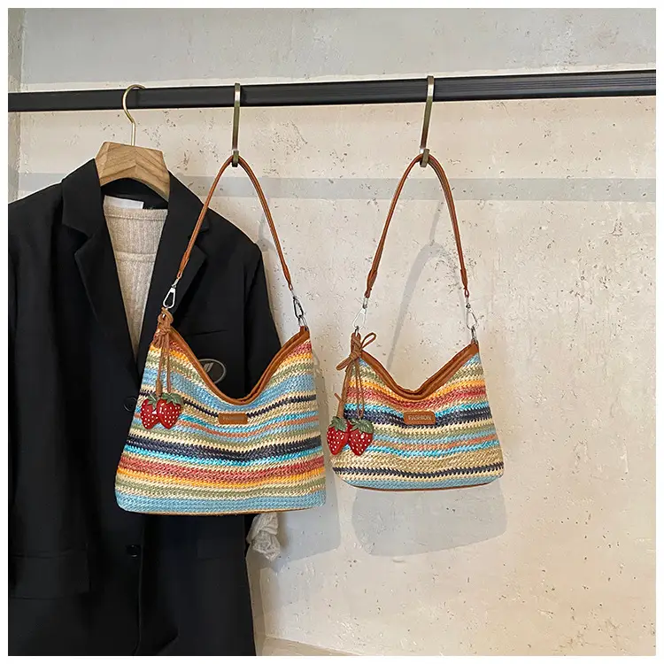 Color-Blocking Woven Shoulder Bag for Women 2025 — feature 1