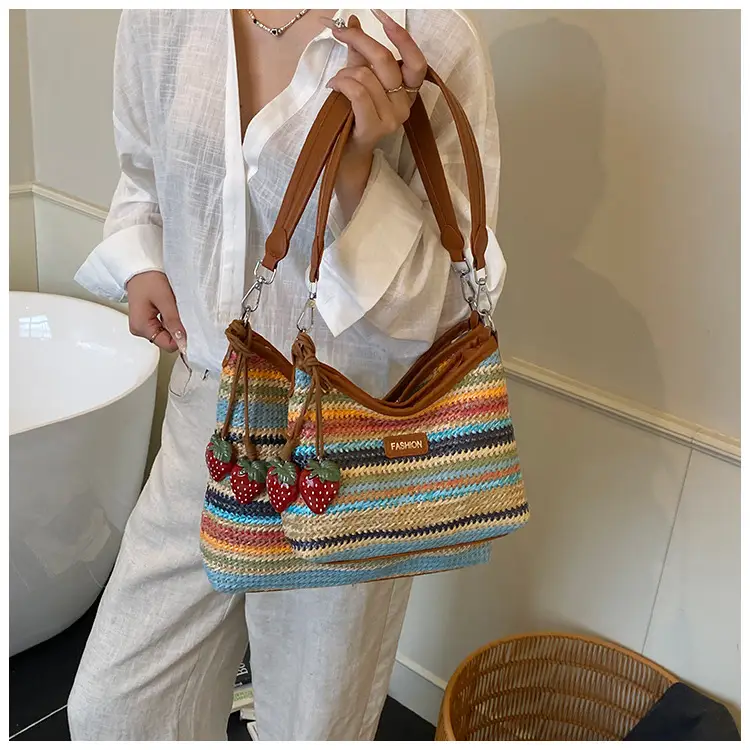 Color-Blocking Woven Shoulder Bag for Women 2025 — feature 10