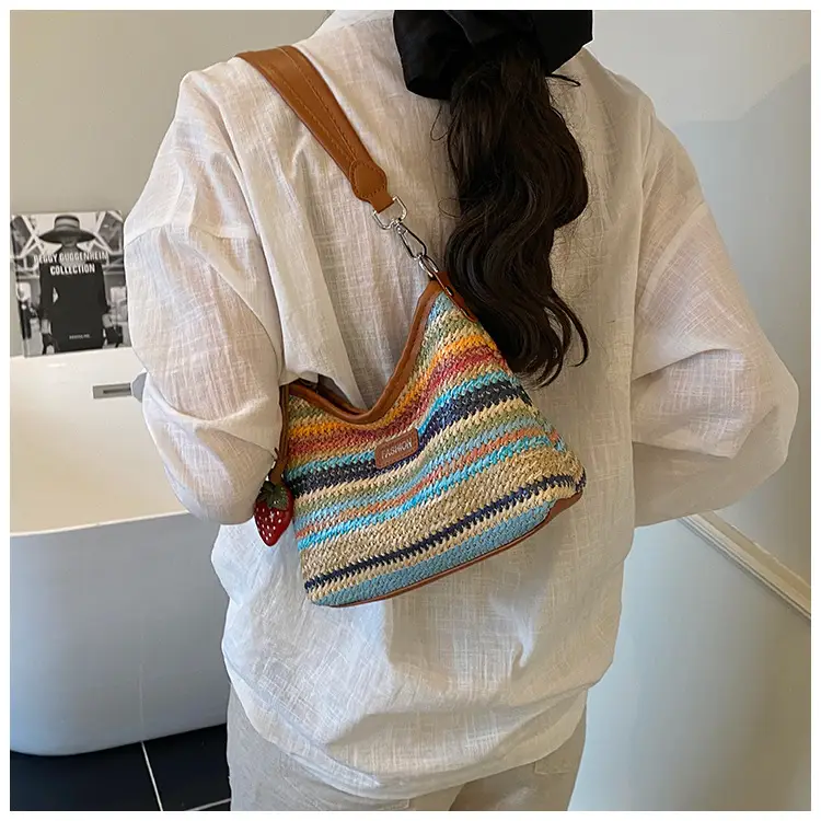 Color-Blocking Woven Shoulder Bag for Women 2025 — feature 14