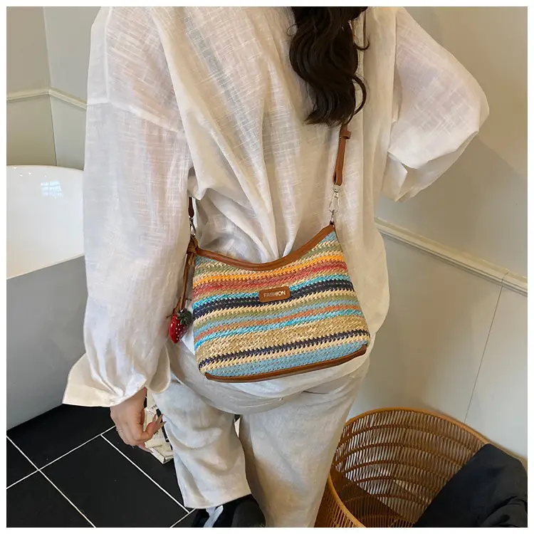 Color-Blocking Woven Shoulder Bag for Women 2025 — feature 17