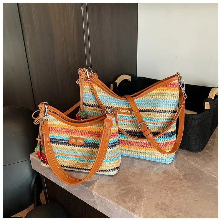 Color-Blocking Woven Shoulder Bag for Women 2025 — feature 18