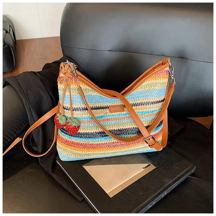 Color-Blocking Woven Shoulder Bag for Women 2025 — feature 19
