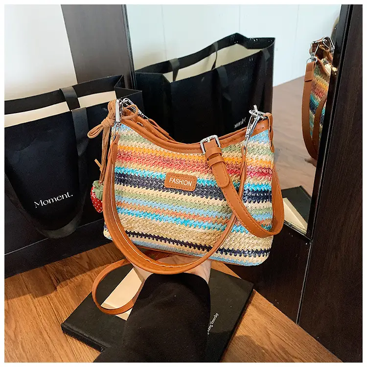 Color-Blocking Woven Shoulder Bag for Women 2025 — feature 20