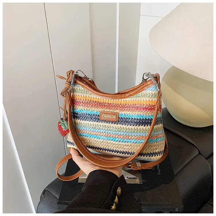 Color-Blocking Woven Shoulder Bag for Women 2025 — feature 21