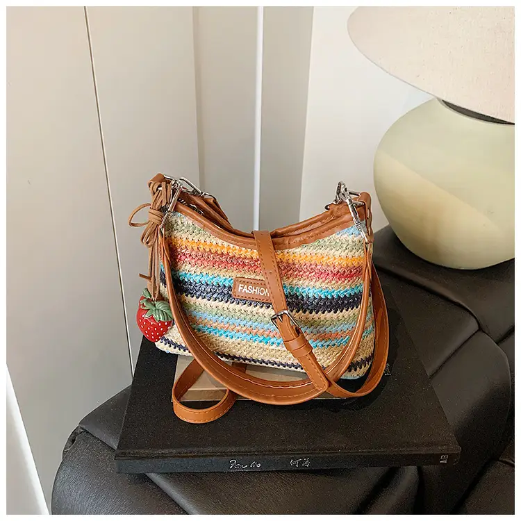 Color-Blocking Woven Shoulder Bag for Women 2025 — feature 22