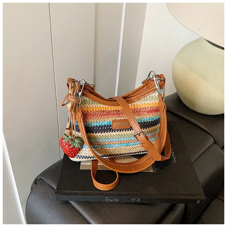 Color-Blocking Woven Shoulder Bag for Women 2025 — feature 23