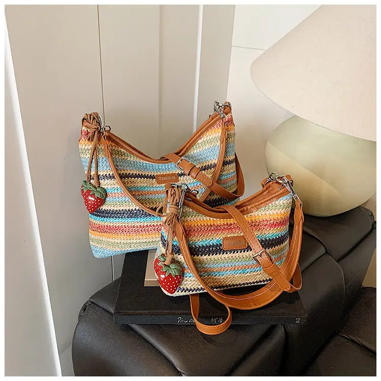 Color-Blocking Woven Shoulder Bag for Women 2025 — feature 24