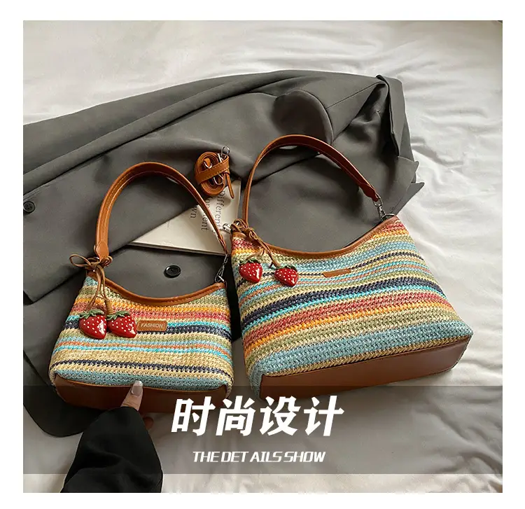 Color-Blocking Woven Shoulder Bag for Women 2025 — feature 5