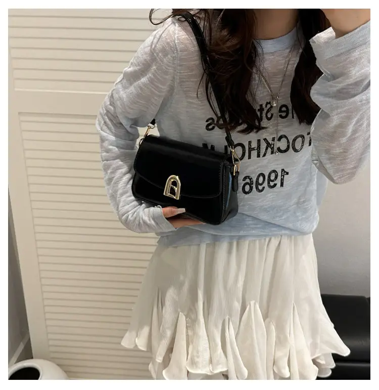 White Crossbody Bag with Gold Plated Clasp — feature 29