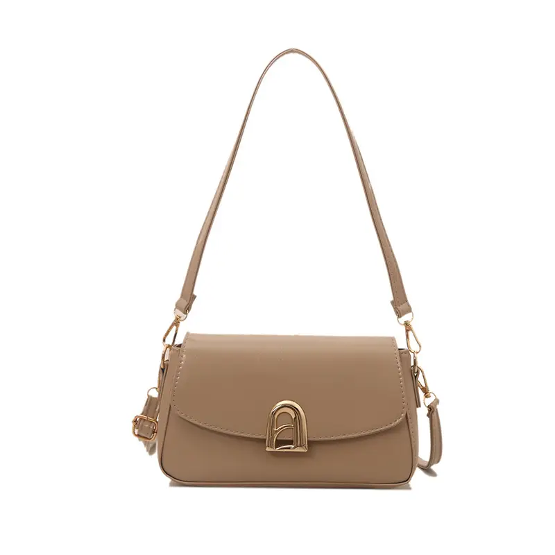 White Crossbody Bag with Gold Plated Clasp - Image 3