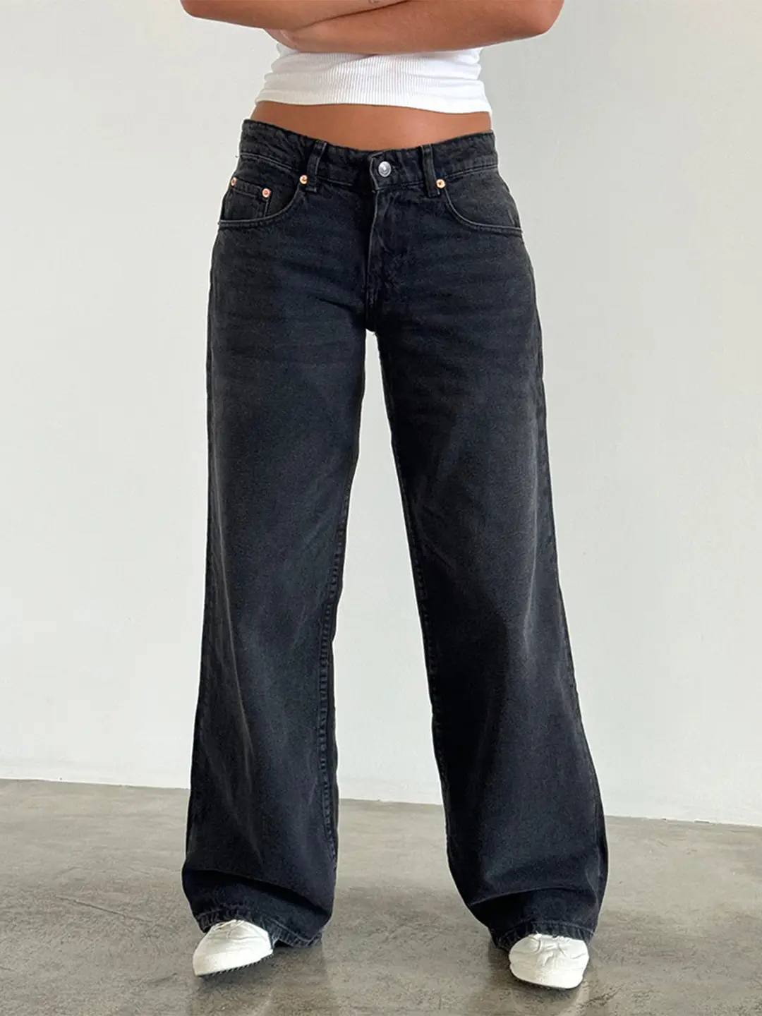 American Vintage High Waist Non-Elastic Washed Straight-Leg Jeans Women's Autumn New Street Wide Leg Denim Women's Pants