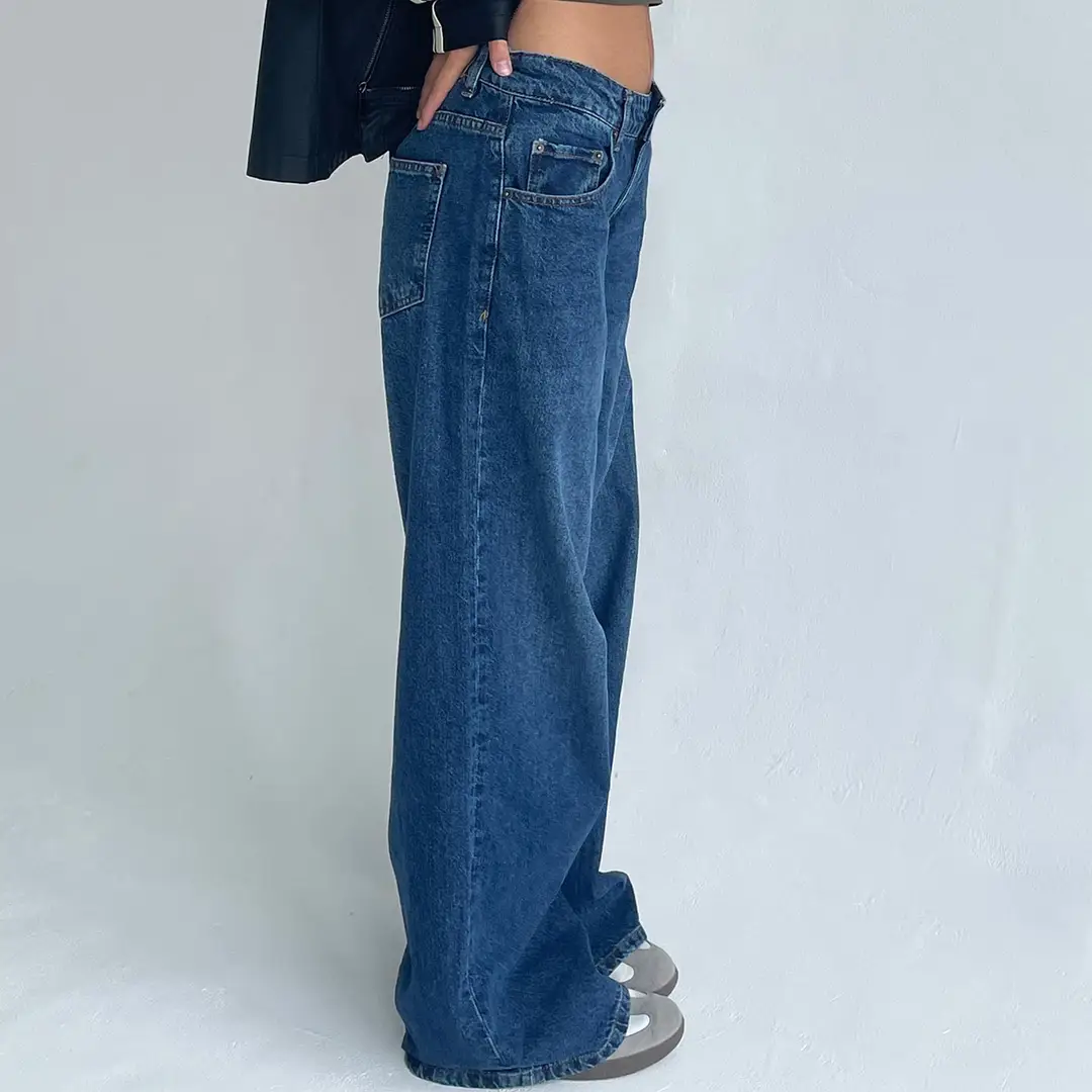 American Vintage High Waist Non-Elastic Washed Straight-Leg Jeans Women's Autumn New Street Wide Leg Denim Women's Pants — feature 13