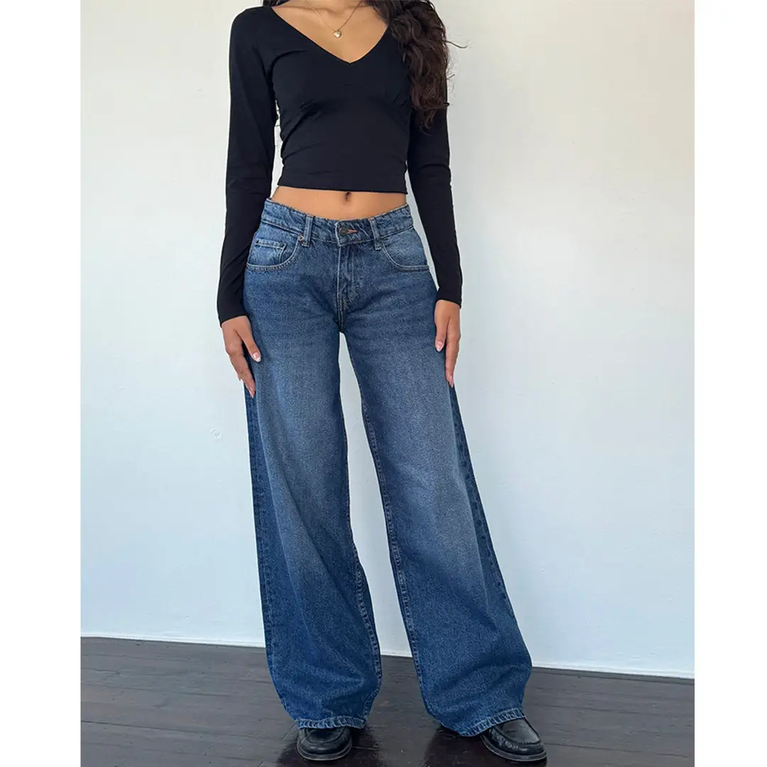 American Vintage High Waist Non-Elastic Washed Straight-Leg Jeans Women's Autumn New Street Wide Leg Denim Women's Pants — feature 17