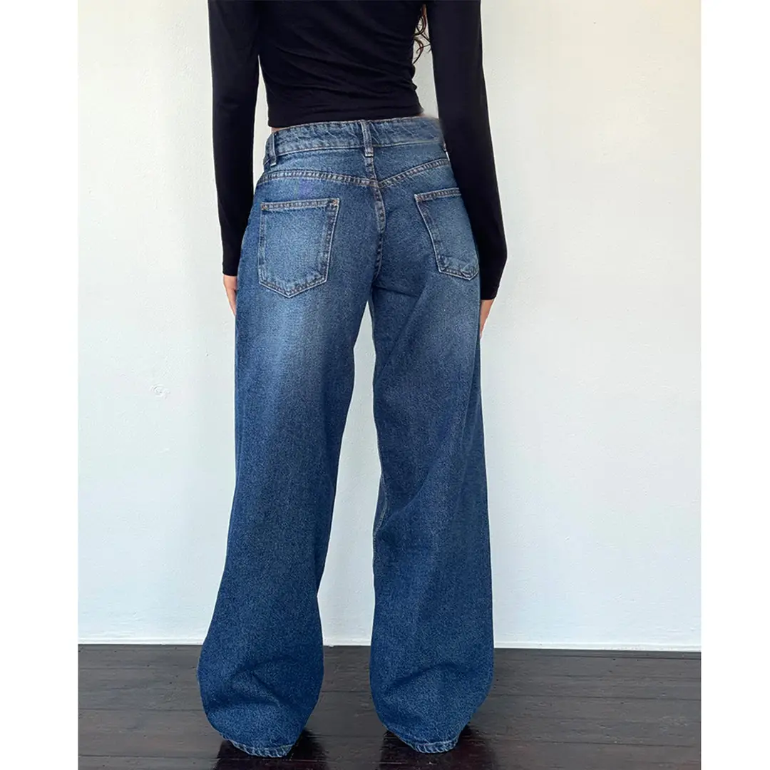 American Vintage High Waist Non-Elastic Washed Straight-Leg Jeans Women's Autumn New Street Wide Leg Denim Women's Pants — feature 18