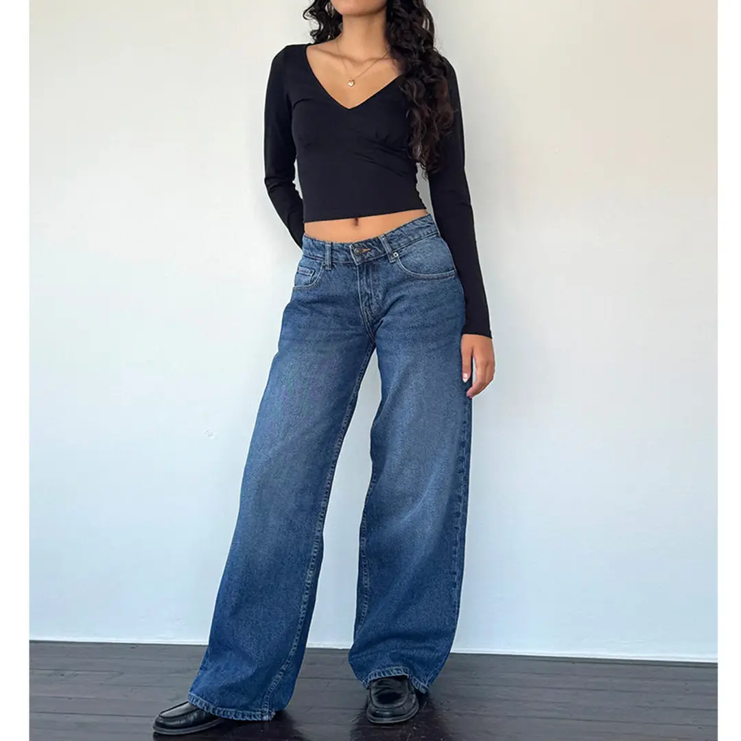 American Vintage High Waist Non-Elastic Washed Straight-Leg Jeans Women's Autumn New Street Wide Leg Denim Women's Pants — feature 19