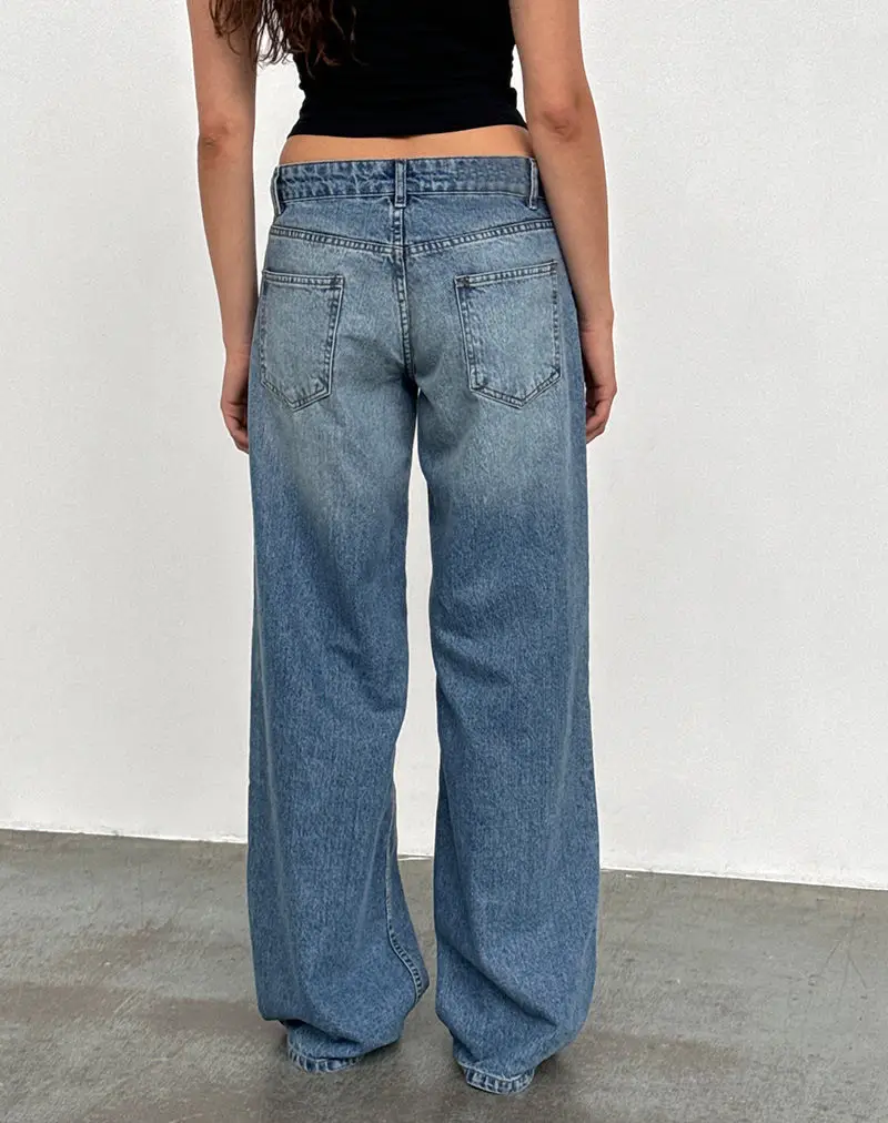 American Vintage High Waist Non-Elastic Washed Straight-Leg Jeans Women's Autumn New Street Wide Leg Denim Women's Pants — feature 2