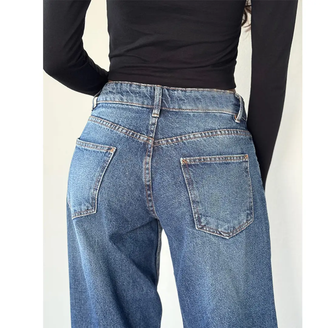 American Vintage High Waist Non-Elastic Washed Straight-Leg Jeans Women's Autumn New Street Wide Leg Denim Women's Pants — feature 20
