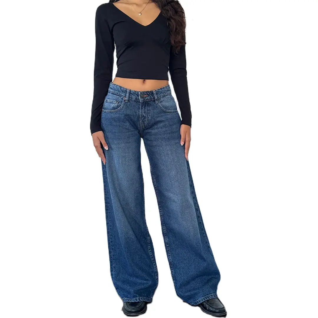 American Vintage High Waist Non-Elastic Washed Straight-Leg Jeans Women's Autumn New Street Wide Leg Denim Women's Pants — feature 21