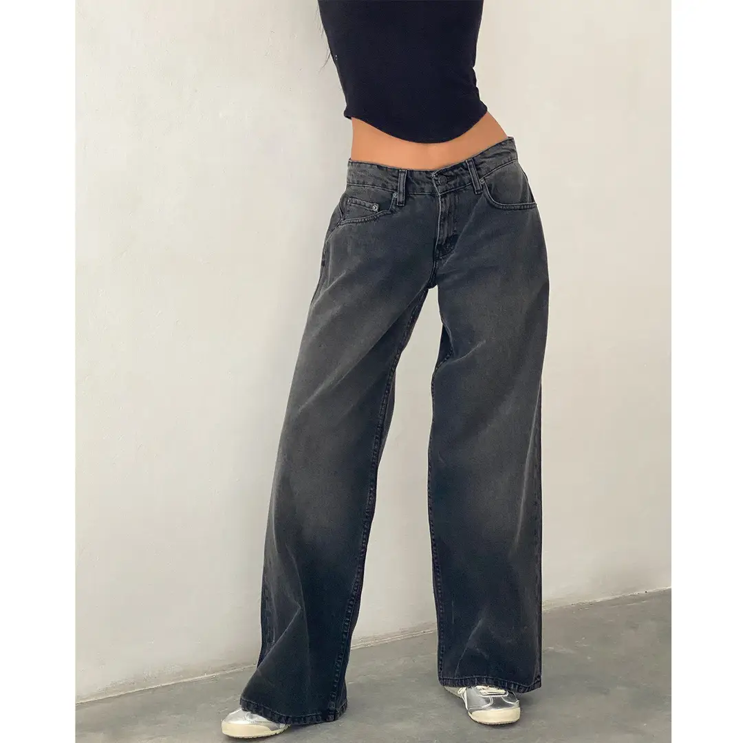 American Vintage High Waist Non-Elastic Washed Straight-Leg Jeans Women's Autumn New Street Wide Leg Denim Women's Pants — feature 22