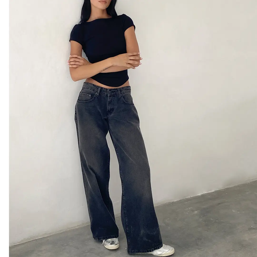 American Vintage High Waist Non-Elastic Washed Straight-Leg Jeans Women's Autumn New Street Wide Leg Denim Women's Pants — feature 24