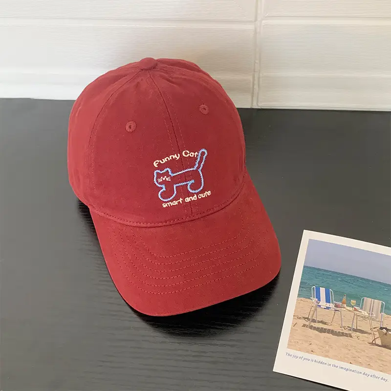 Women Red Cat Cap Wide Brim 2025 Spring - Image 2