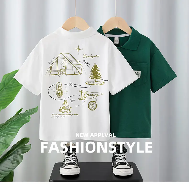 Boys Green Cotton Polo Shirt Summer 2025 Medium Large — feature 1