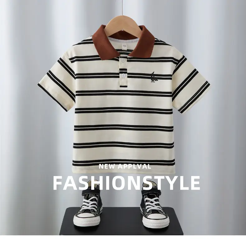 Boys Striped Cotton Polo Shirt Summer 2025 — feature 1