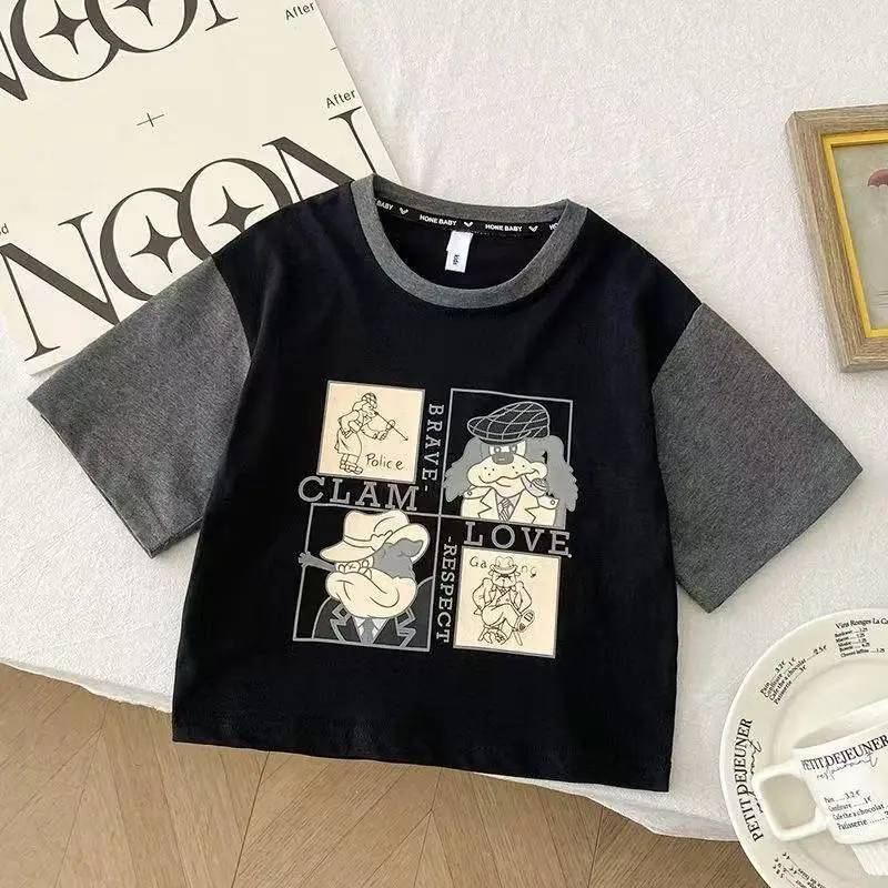 Children Printed T-Shirt Black Grey Cartoon Design — feature 4