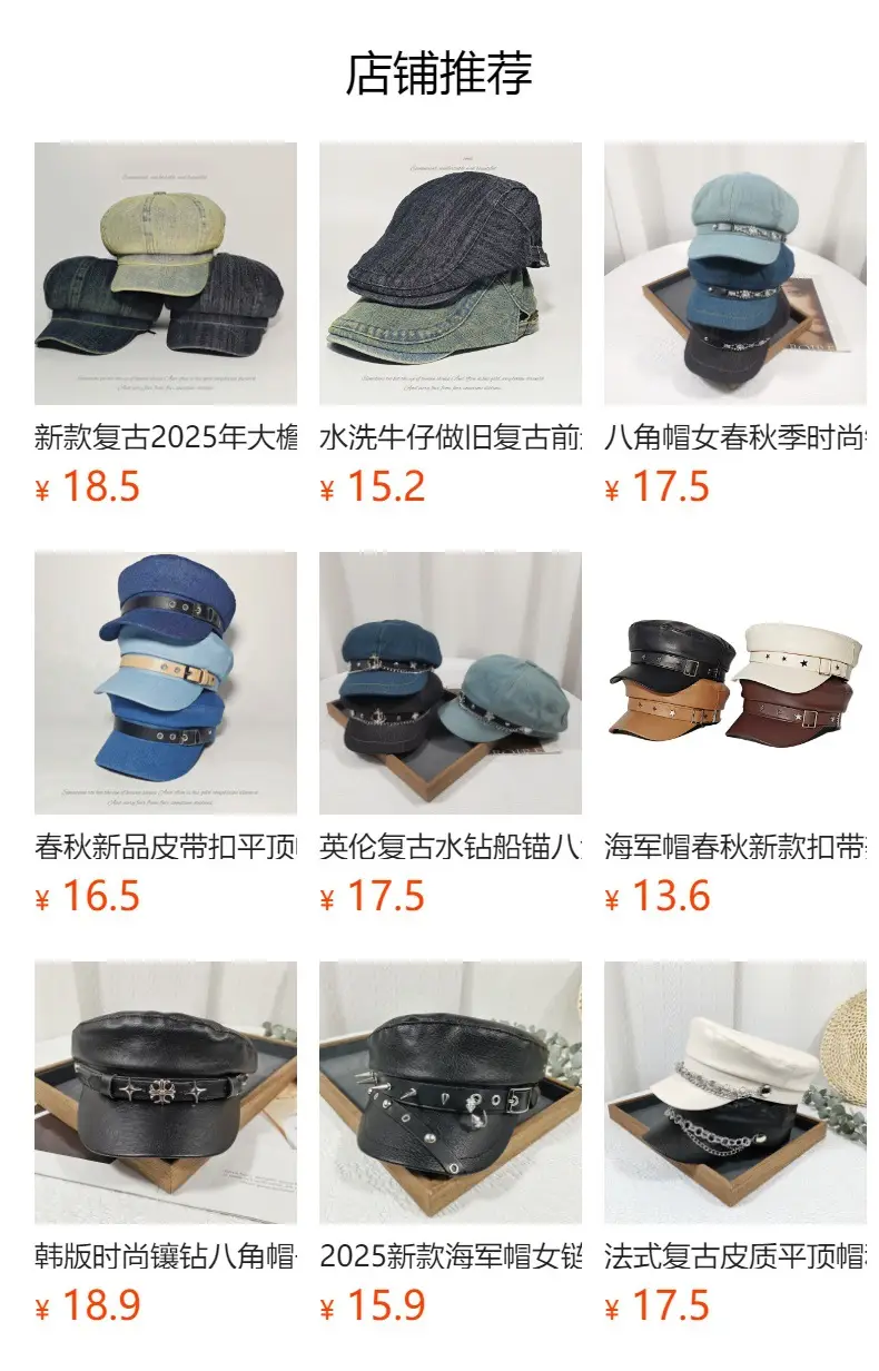 Navy Blue British Retro Denim Flat Cap for Women — feature 1