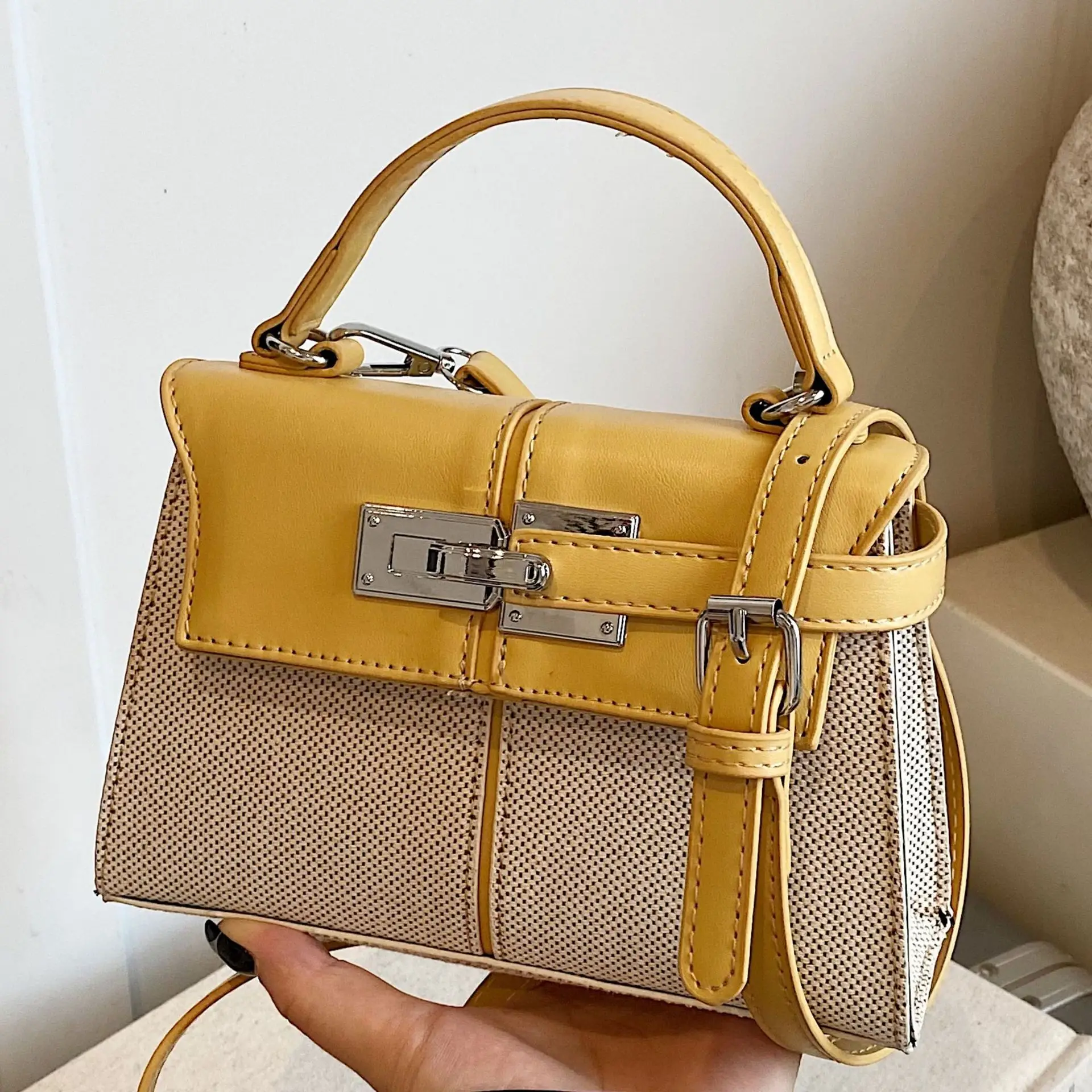 2025 New Kelly Bag High-End Fashion Brown Leather Crossbody - Image 7