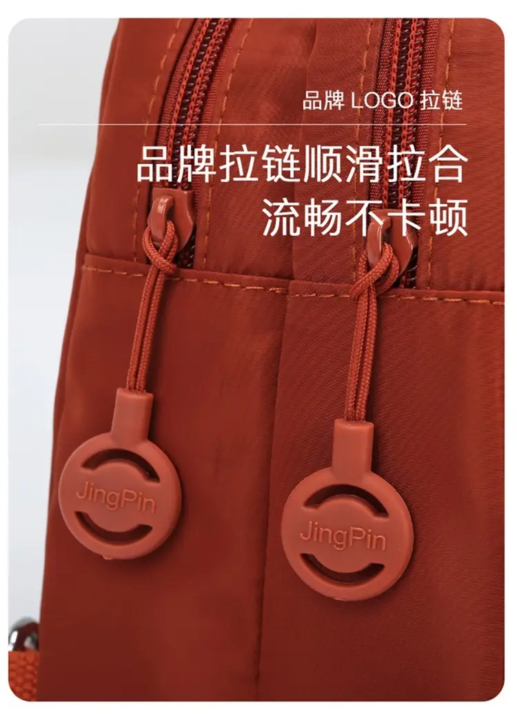 Women's Korean Style Multi-Layer Nylon Backpack Red Blue — feature 17