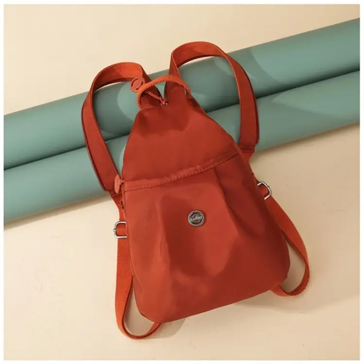 Women's Korean Style Multi-Layer Nylon Backpack Red Blue — feature 20