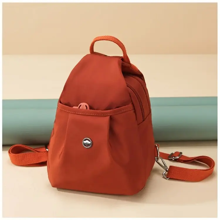 Women's Korean Style Multi-Layer Nylon Backpack Red Blue — feature 21
