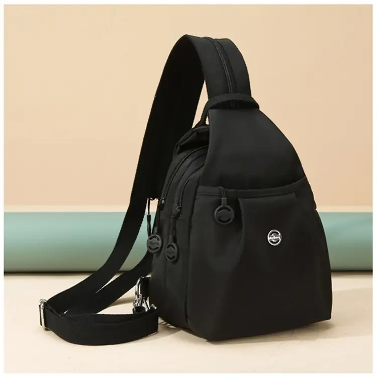 Women's Korean Style Multi-Layer Nylon Backpack Red Blue — feature 23