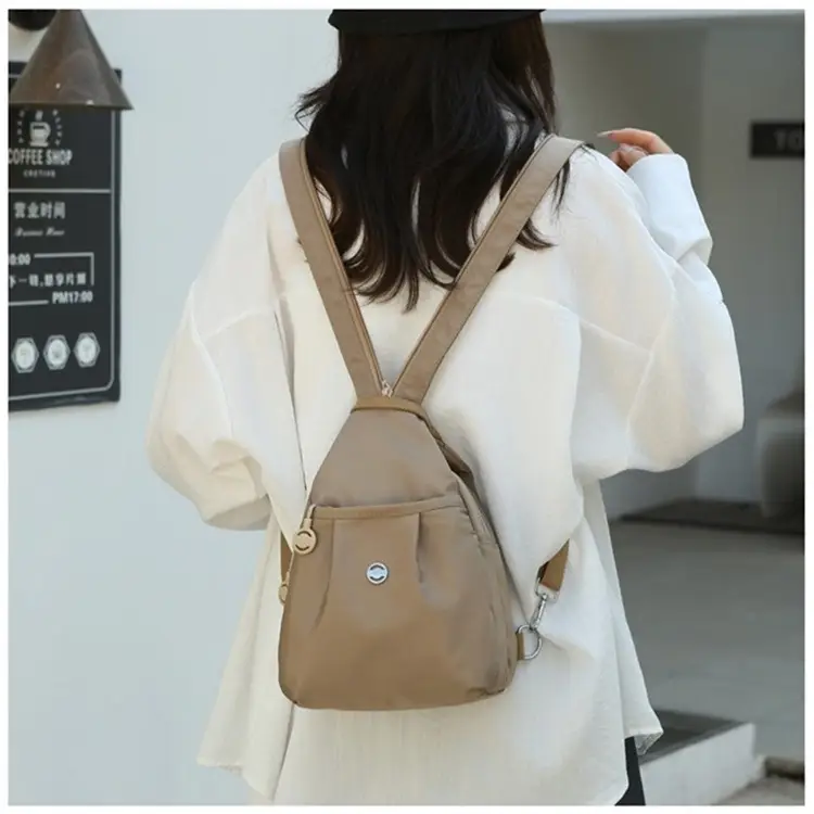 Women's Korean Style Multi-Layer Nylon Backpack Red Blue — feature 26