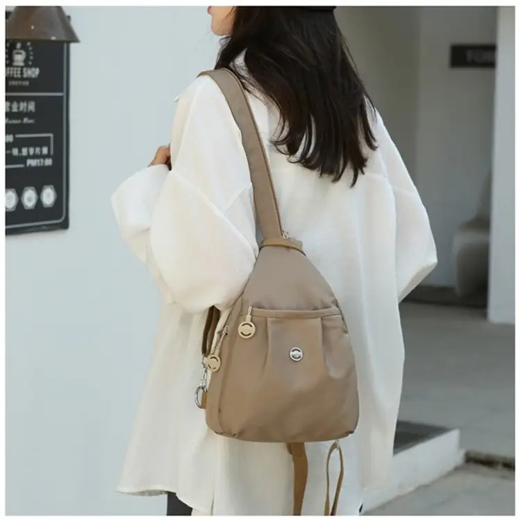 Women's Korean Style Multi-Layer Nylon Backpack Red Blue — feature 27