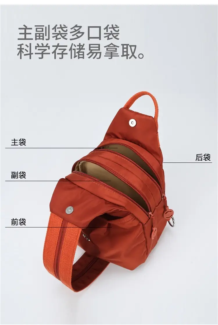 Women's Korean Style Multi-Layer Nylon Backpack Red Blue — feature 3