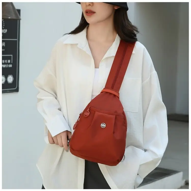 Women's Korean Style Multi-Layer Nylon Backpack Red Blue — feature 30