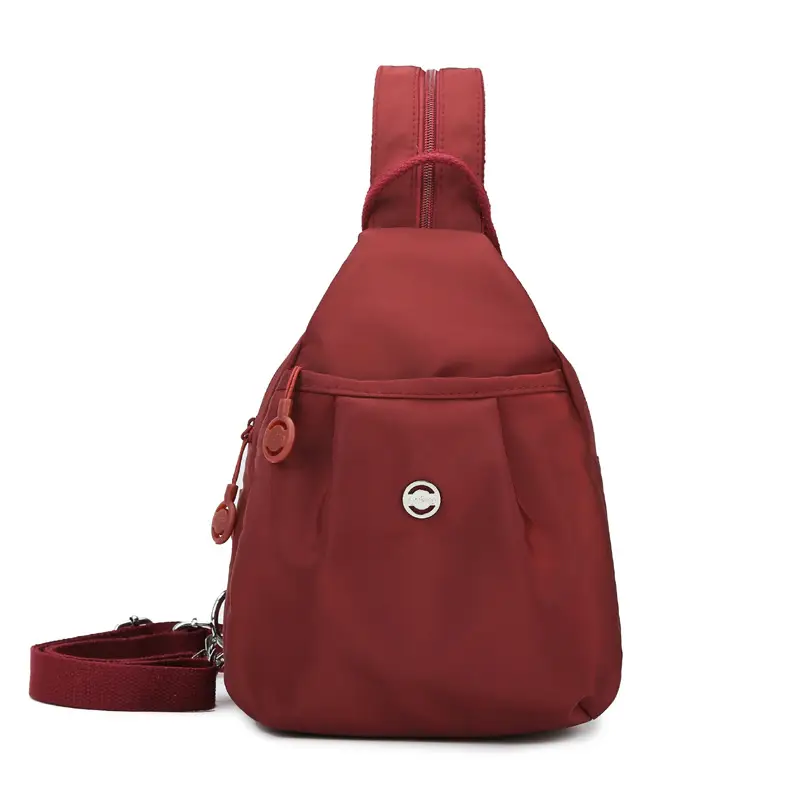 Women's Korean Style Multi-Layer Nylon Backpack Red Blue - Image 3