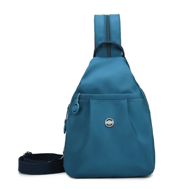 Women's Korean Style Multi-Layer Nylon Backpack Red Blue - Image 5
