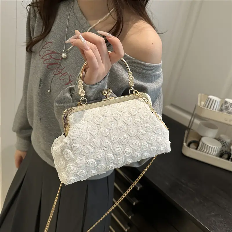 French Style Purple Lace Shoulder Bag for Women