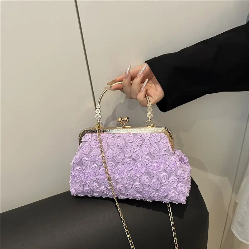 French Style Purple Lace Shoulder Bag for Women