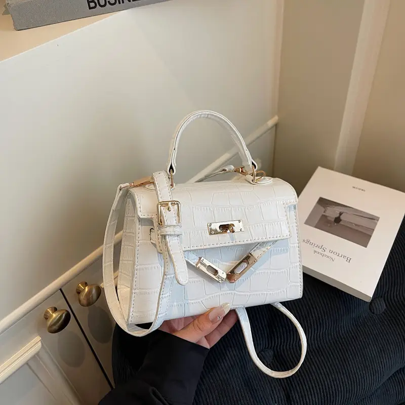 White Croc Leather 2-Piece Mini Bag Set for Women - Image 6