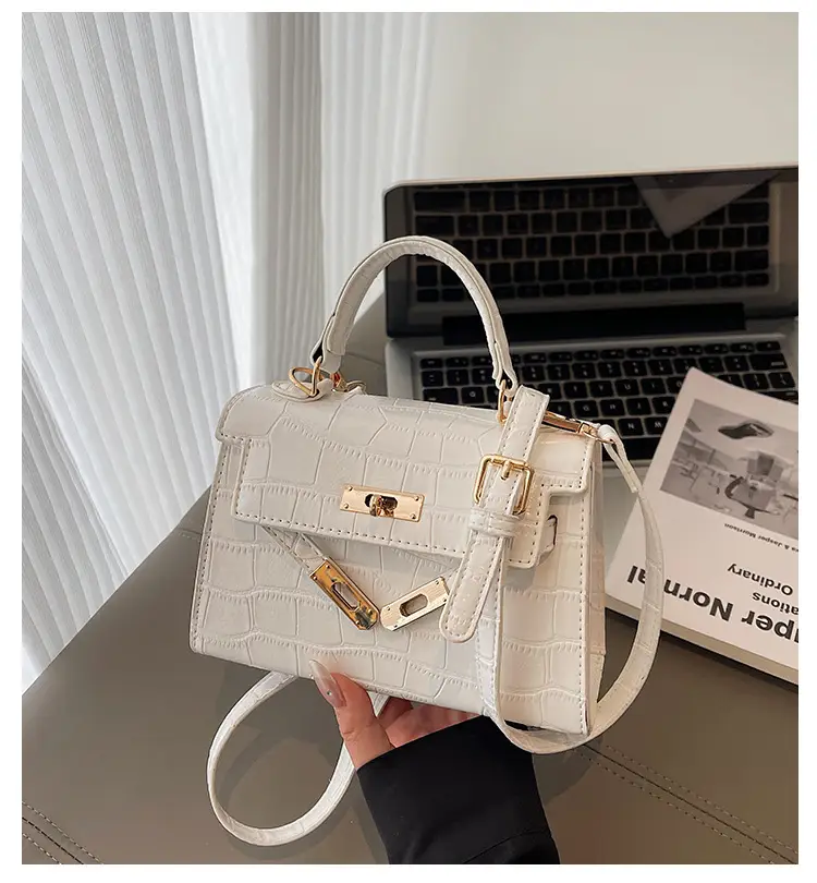 White Croc Leather 2-Piece Mini Bag Set for Women — feature 1