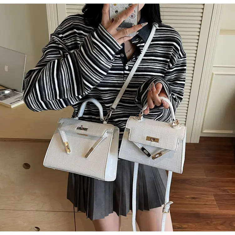 White Croc Leather 2-Piece Mini Bag Set for Women — feature 15