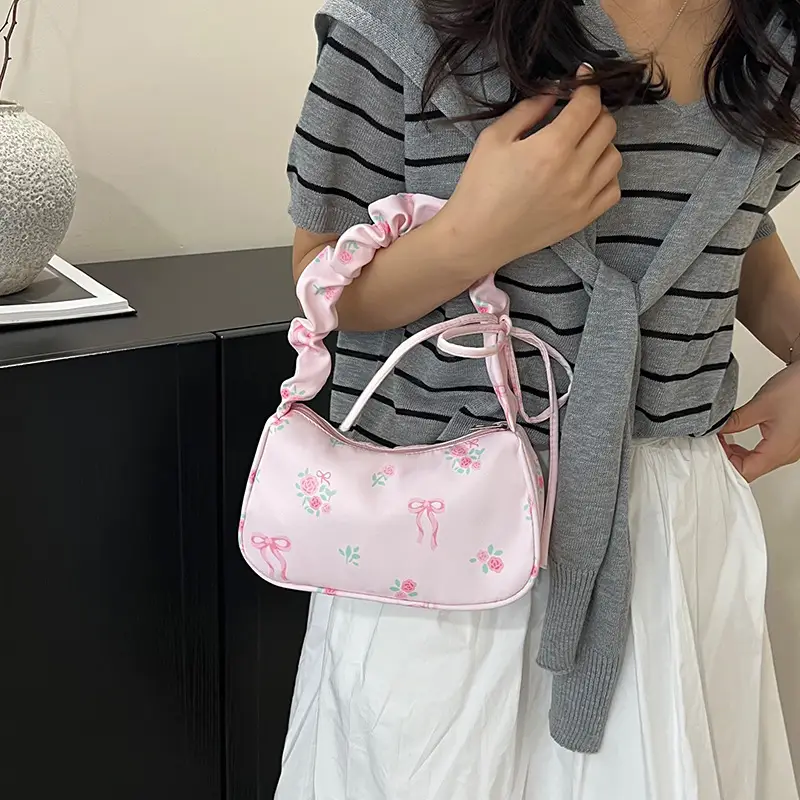 Black Floral Shoulder Bag for Women High-Looking Design - Image 6