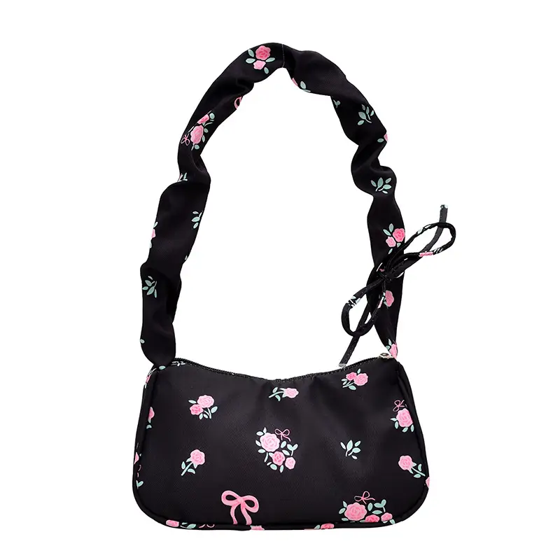 Black Floral Shoulder Bag for Women High-Looking Design - Image 4