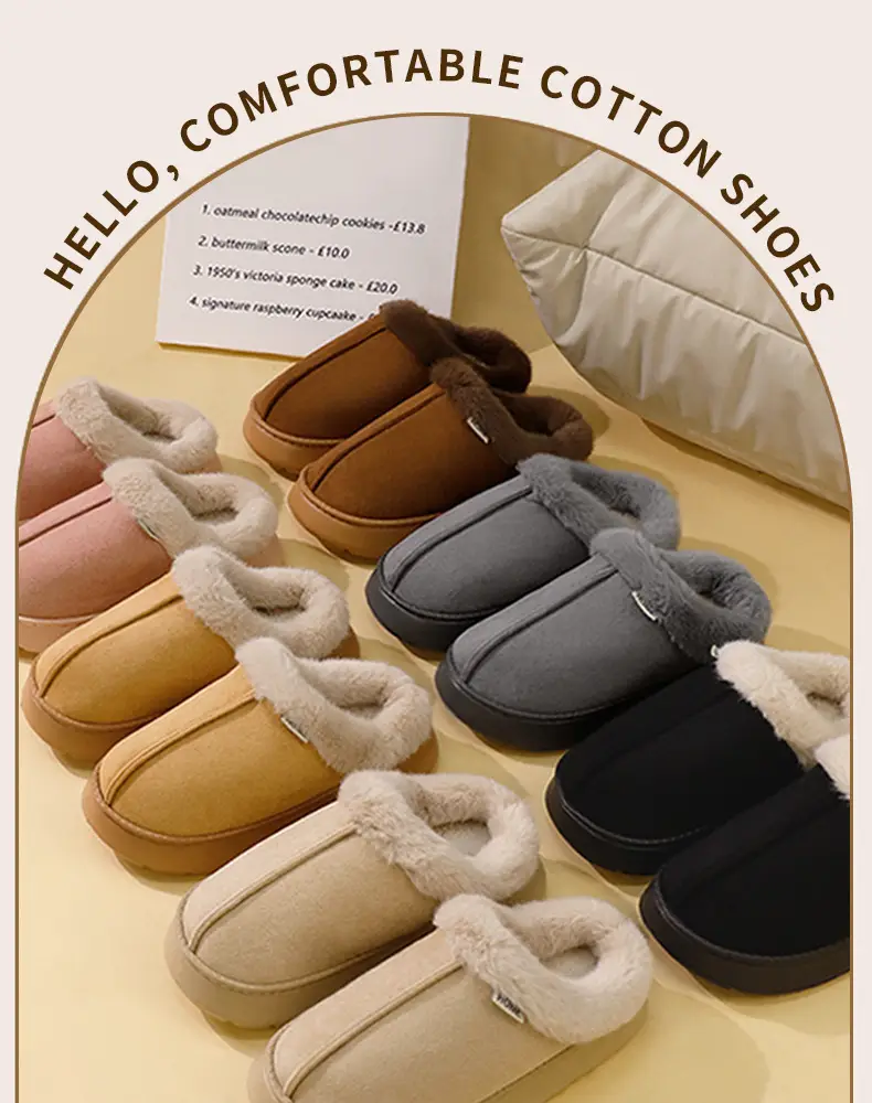 2026 New Style Home Closed-Toe Cotton Slippers for Women, Autumn and Winter Suede Indoor Thick-Soled Home Slippers for Men — feature 11