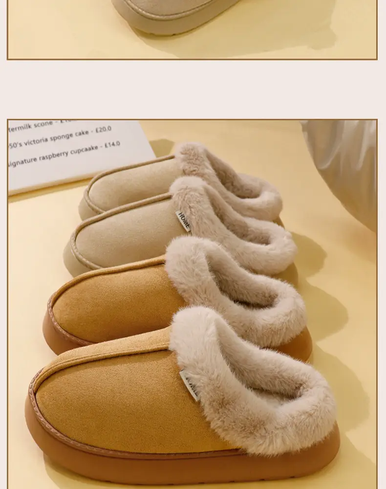 2026 New Style Home Closed-Toe Cotton Slippers for Women, Autumn and Winter Suede Indoor Thick-Soled Home Slippers for Men — feature 12