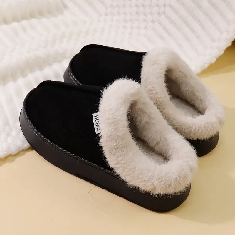 2026 New Style Home Closed-Toe Cotton Slippers for Women, Autumn and Winter Suede Indoor Thick-Soled Home Slippers for Men - Image 4